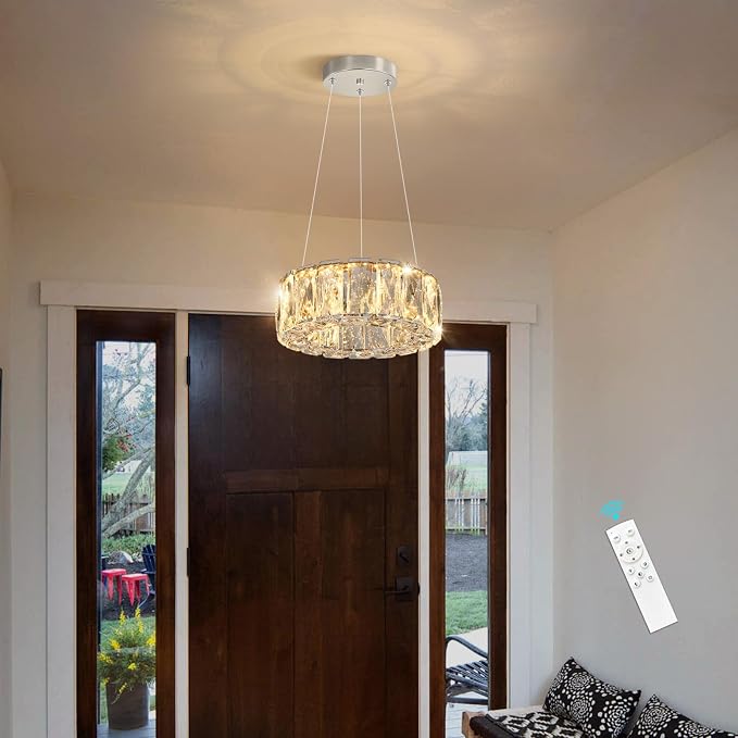 HAIXIANG Modern Crystal Chandelier Dimmable LED 8 Inch Ring Pendant Lights