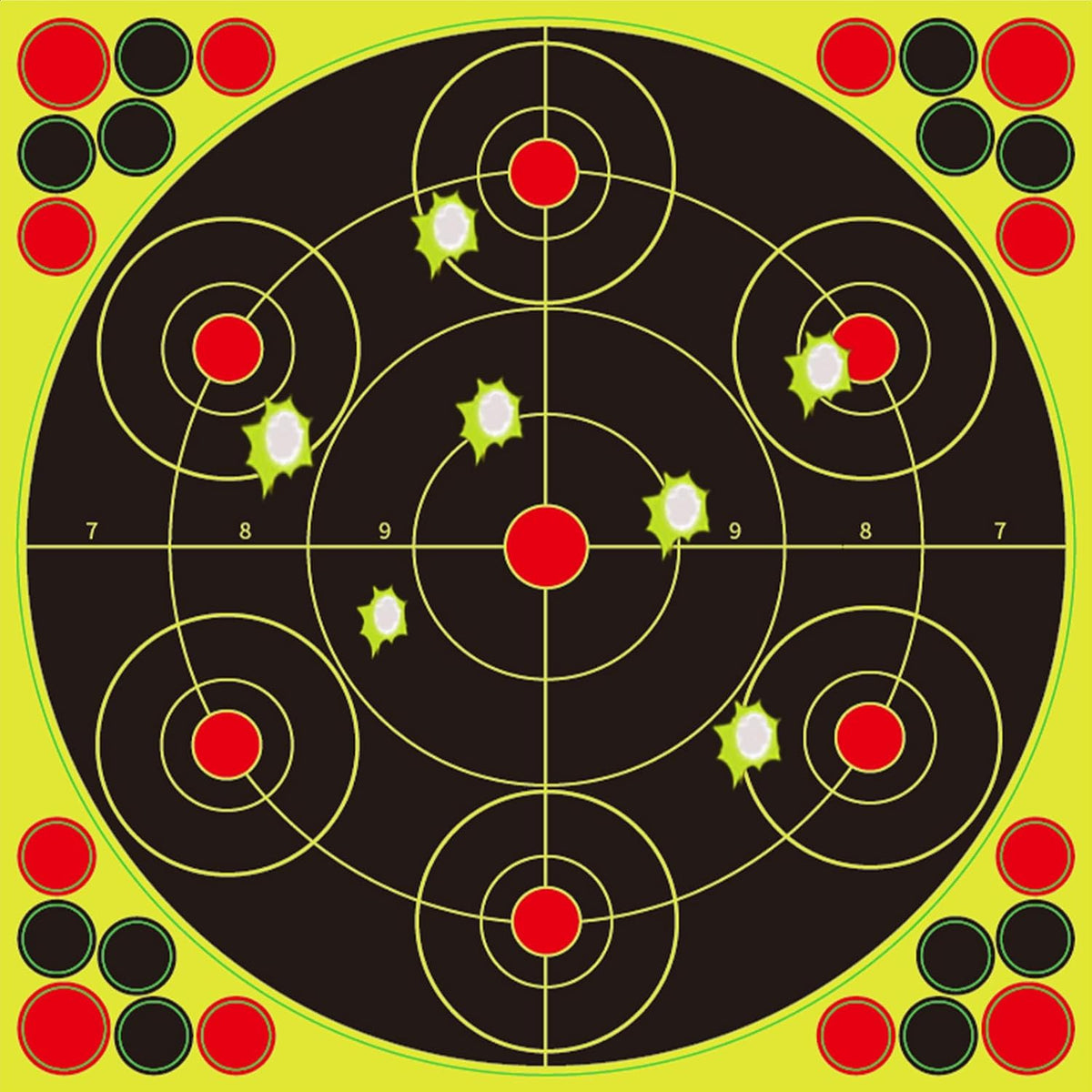 Reactive Fluorescent Shooting Targets by Splatter | 12x12” Adhesive Feedback Stickers for Range Training