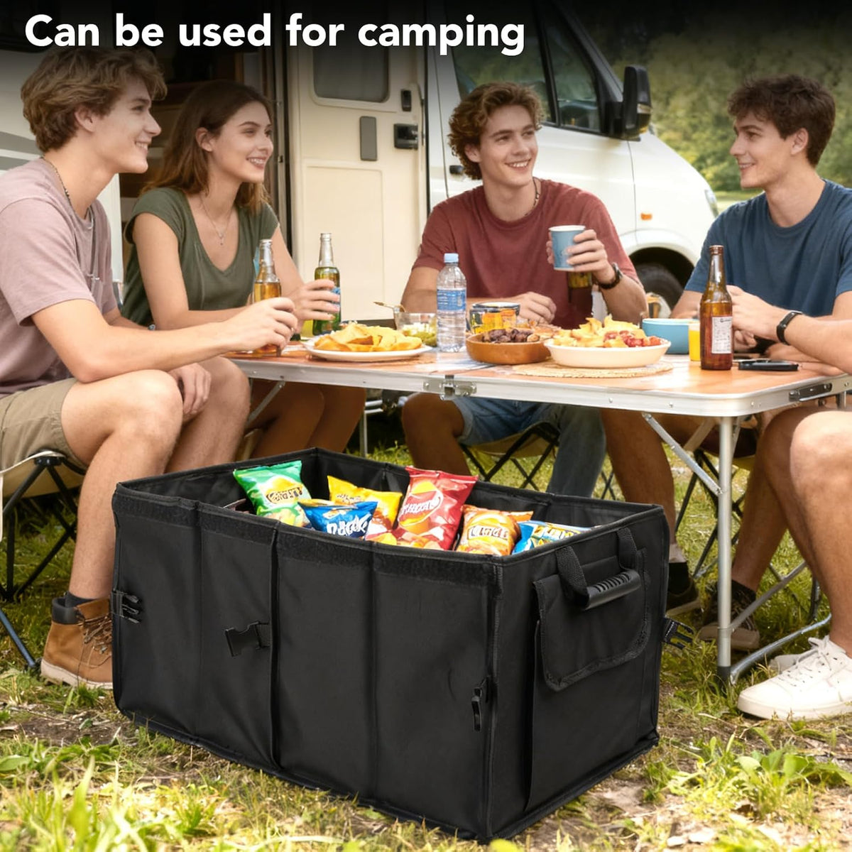 Dntorx Trunk Organizer for SUV - 60L, Foldable Car Trunk Organizer Bags with Lid Large Capacity Car Organizers and Storage with Lid for SUV,Sedan,Truck Accessories,23.62"×12.99"×11.81"(Black)