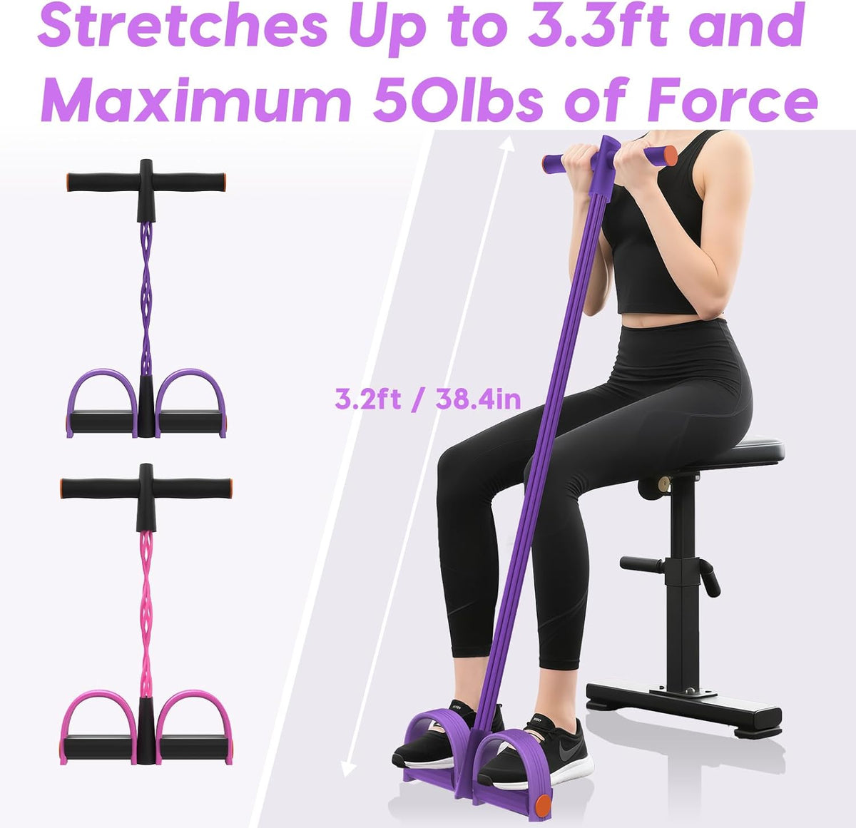 Skiennix Resistance Bands - 6-Tube Elastic Foot Pedal for Multifunctional Fitness Training | Natural Rubber