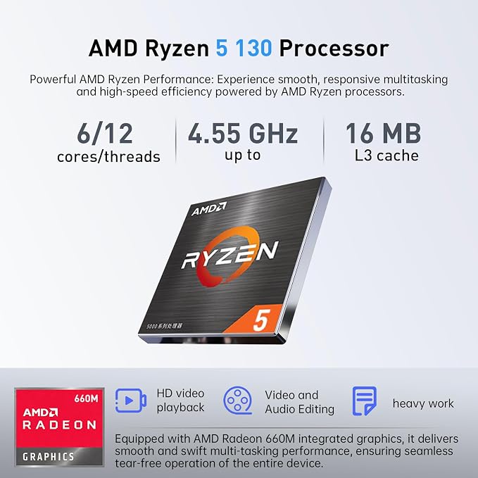 HP OmniBook 17.3” Touchscreen Next Gen AI Laptop, Latest AMD Ryzen 5 CPU | 16GB DDR5 RAM, 512GB SSD, Copilot Key, AMD Radeon 660M Graphics, Backlit Keyboard, Win11 Home, Silver, w/ Wireless Mouse