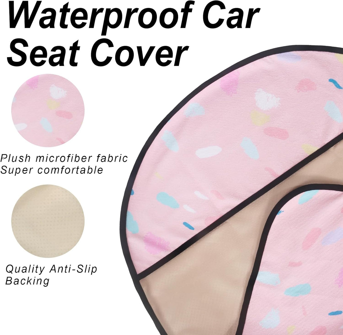 Sweat Towel Car Seat Cover Protector Front Seats for Gym Workout, Running, Swimming, Beach and Hiking, Waterproof Universal Seat Cover for Car, Trucks, Van & SUV (1, Pink Marble, Front)