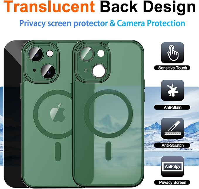 for iPhone 14 Case with Privacy Screen Protector and Camera Protection