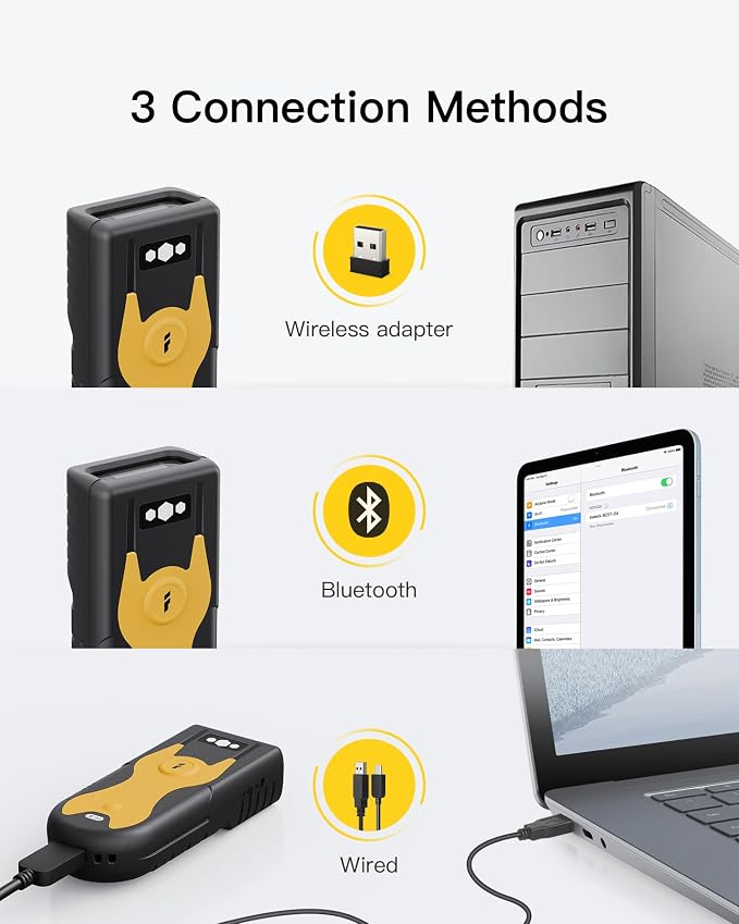 Inateck 2D Bluetooth Scanner, Mini and Portable, Support Barcodes on Screen