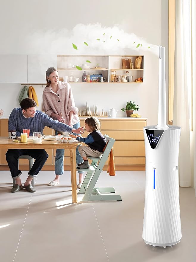 17L/4.5Gal Humidifier Large Room, Smart Quiet Ultrasonic Cool Mist Humidifiers for Bedroom, Covers 2000ft², 56H Runtime, 24H Timer, 3 Mist Modes Humidifiers for Home, Office, Plants, White