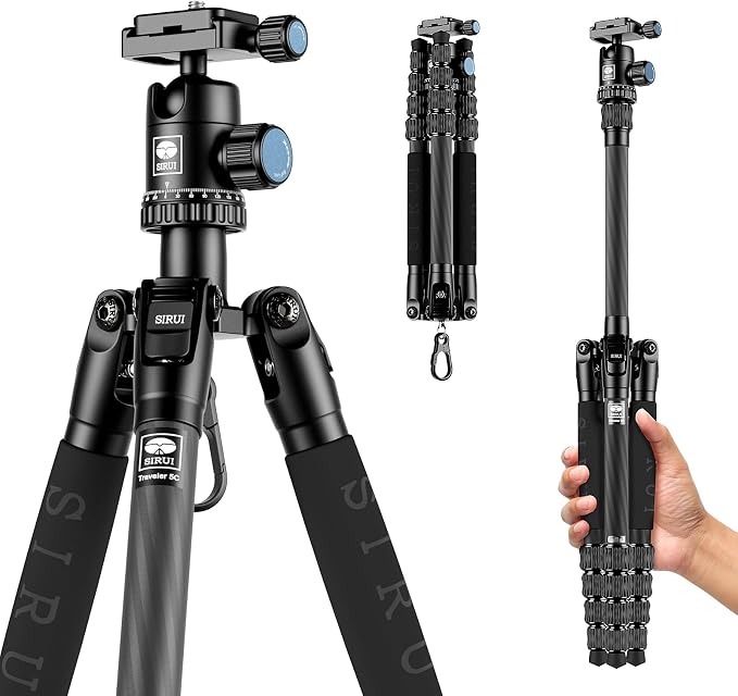 Sirui Compact Traveler 5C Tripod 54.3 inches Lightweight Carbon Fiber Travel