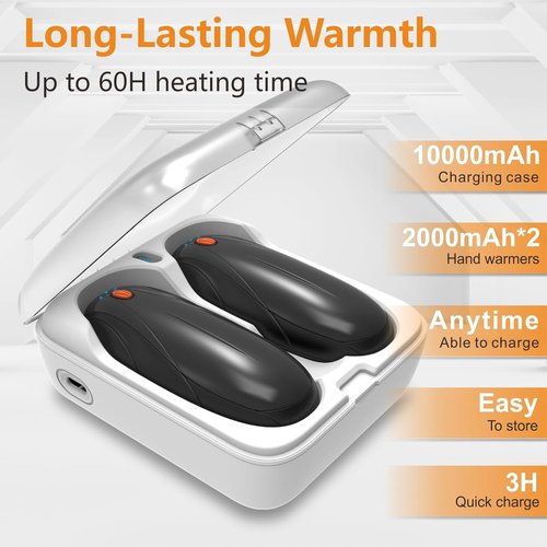 **Skiennix Rechargeable Hand Warmers - 14000mAh Portable Heater with Charging Case | Ideal for Winter & Outdoor Activities**