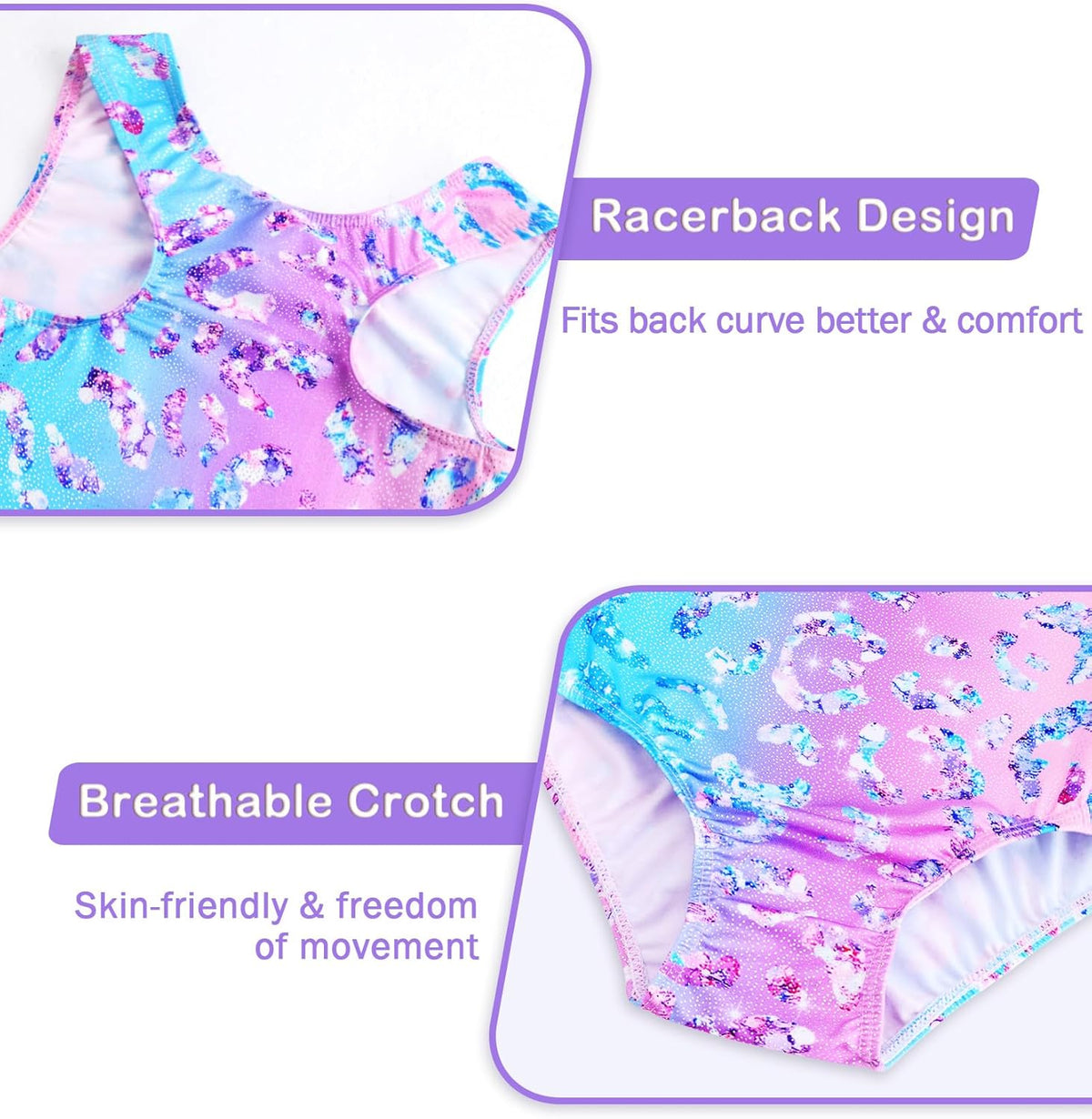 Skiennix Girls Gymnastics Leotard - Breathable & Stretchy Tumbling Outfit for Toddlers & Kids (4T-12Y)