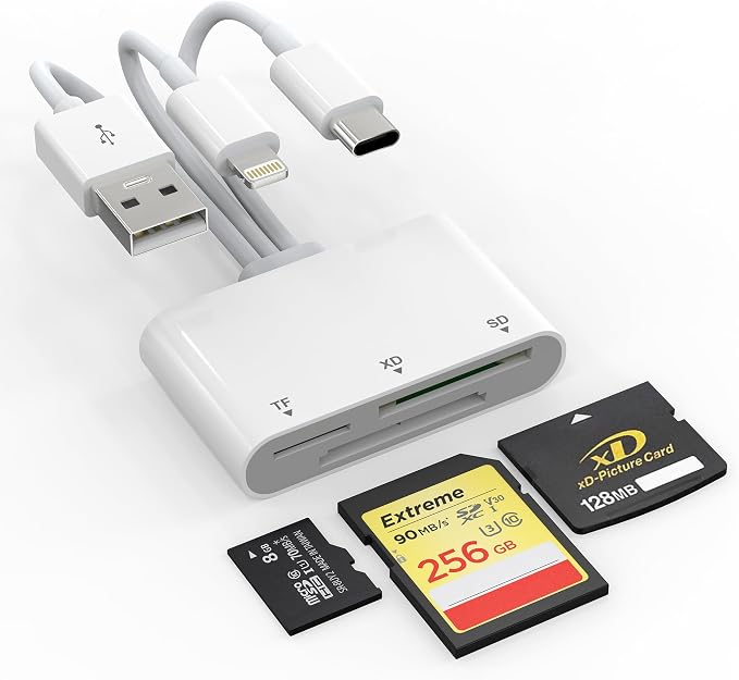 XD Card Reader, SD Card Reader for iPhone, 3 in 1 SD/TF/XD Card Reader Adapter