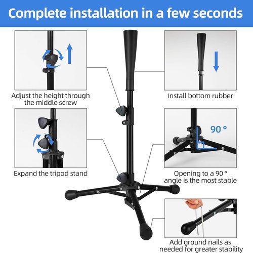 Baseball Tee for Kids - Adjustable Batting Tee 20.85 to 31.30 Inches | Foldable & Stable with Portable Bag