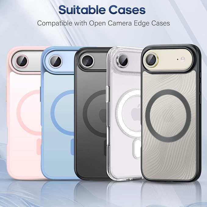 for iPhone 17 Air Camera Lens Protector Bling, Individual Diamond Metal Ring