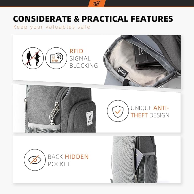 SKYSPER Sling Bag RFID Crossbody Sling Backpack Cross Body Shoulder Bag Travel