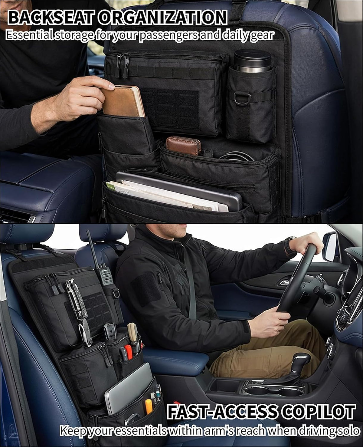 Tactical Car Seat Back Organizer, Heavy Duty Molle Truck Storage