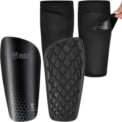 Northdeer Soccer Shin Guards - Protective Sleeves with Insert Pocket for Kids & Adults | Lightweight & Durable