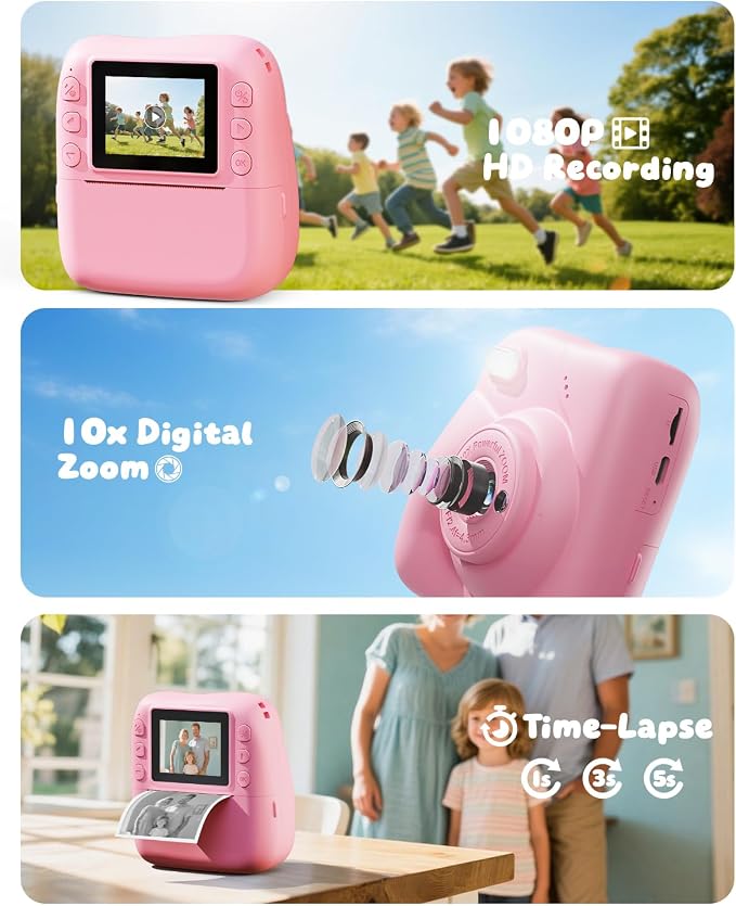 Kids Camera Instant Print, 1080P HD Kids Instant Camera