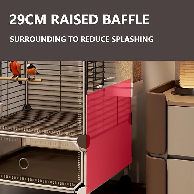 Large Parrot Cage with Acrylic Doors, 4 Casters, Perch & Feeder, Detachable Drawer, Ideal for Cockatiels, Budgies, Conures, Indoor/Outdoor Use – Spacious White Birdcage(Black,36 * 36 * 142)