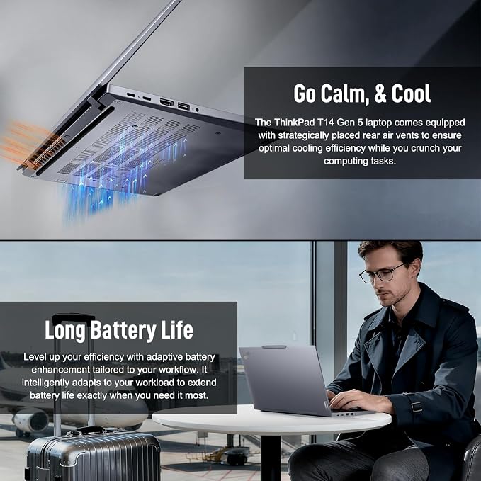 Lenovo ThinkPad T14 Business AI Laptop, 14" FHD+ IPS, Intel Core Ultra 7 155U, 16GB DDR5, 512GB SSD, 5MP Webcam, Fingerprint, Backlit, Wi-Fi 6E, Thunderbolt 4, Windows 11 Pro, 7-in-1 USB-C Hub Bundle