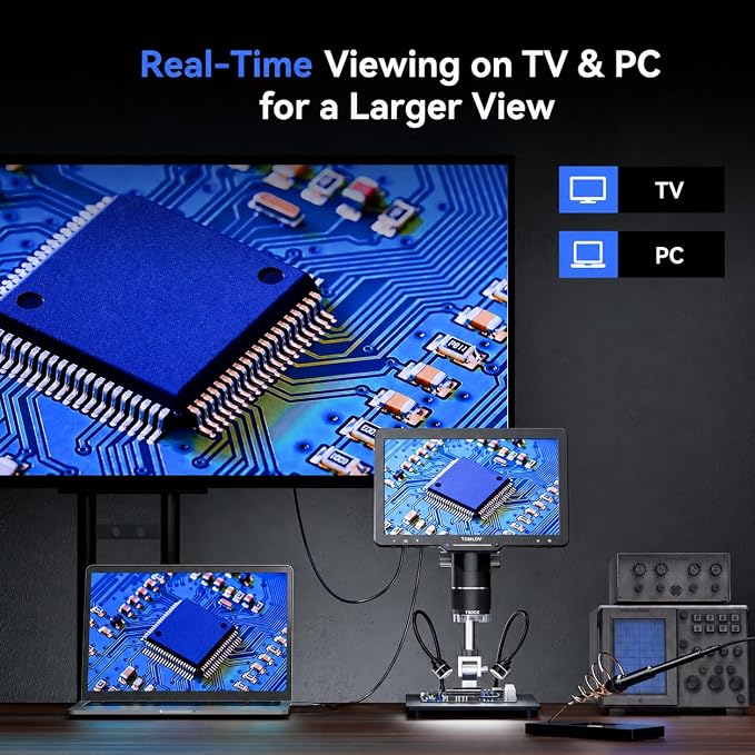 TOMLOV TriL110 3-Lens Digital Microscope: 10.1" 2500X 2K HD Coin Microscope
