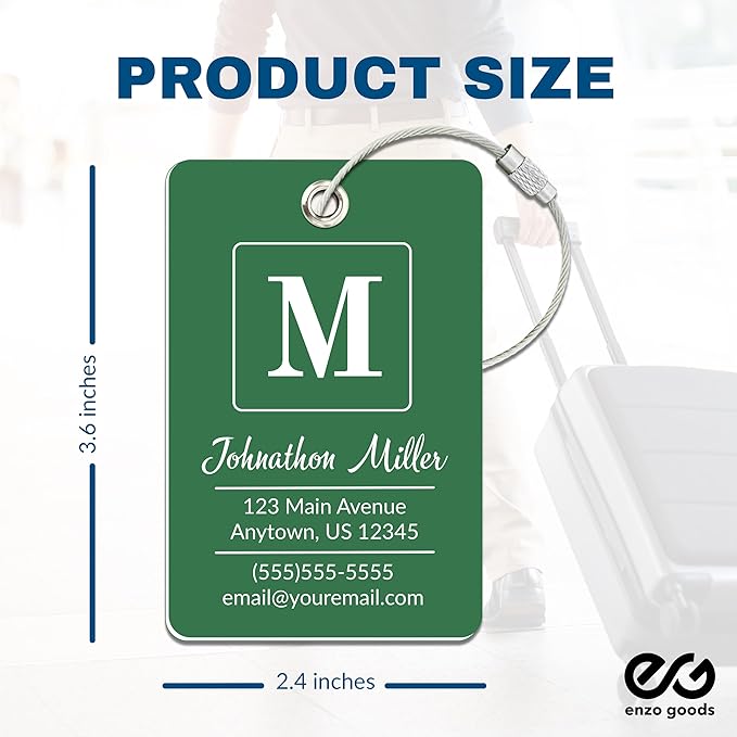 Personalized Luggage Tag | 10 Pack | Custom Luggage Tags for Suitcases | Kids Backpack Tag | 10 Color Options & Choose Font, Font Color