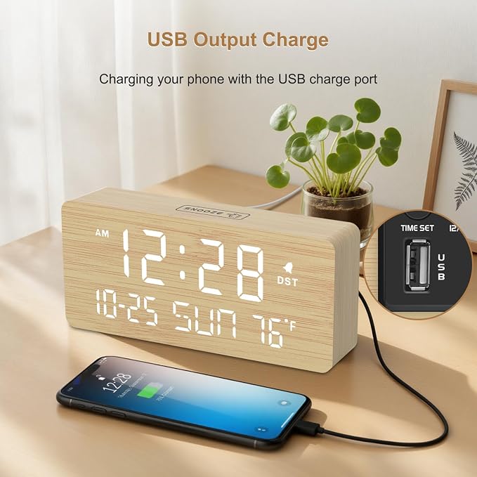 DreamSky Wooden Digital Alarm Clocks