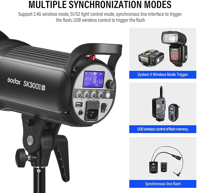 Godox Sk300ii-v Sk300iiv*2Kit Upgraded Strobe Flash 600Ws GN58 5700K Bowens