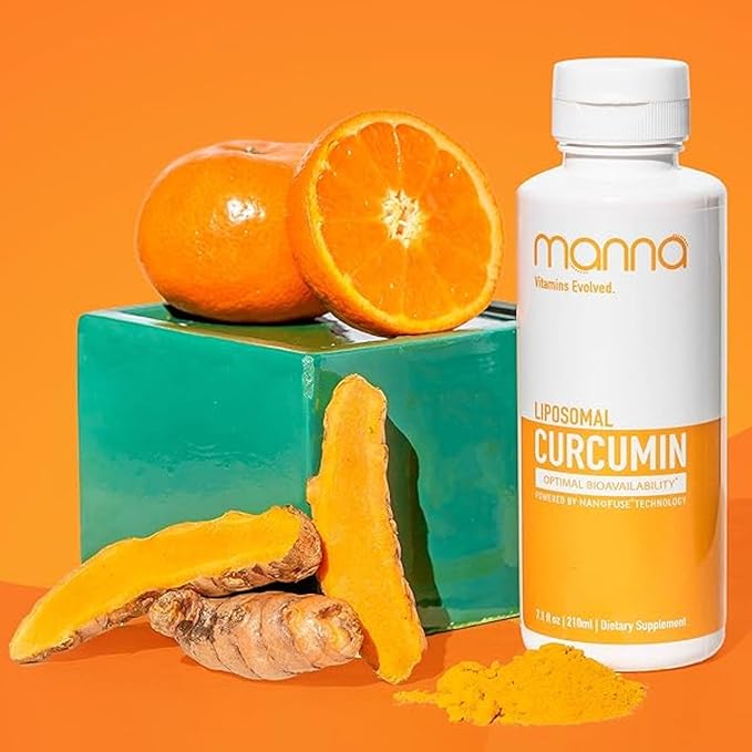 Manna Vitamins Evolved Liposomal Liquid Curcumin for Advanced Absorption Best Turmeric Supplement for Daily Joint & Immune Health Support - Vegan, Non-GMO, 95% Curcuminoids