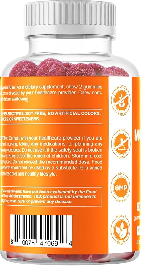 Vitamatic Magnesium Gummies 600mg per Serving – 60 Vegan Gummies – Relaxation, Muscle, Bone & Energy Support – 3 Pack
