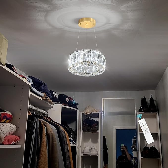 HAIXIANG Modern Crystal Chandelier Dimmable LED 8 Inch Ring Pendant Lights