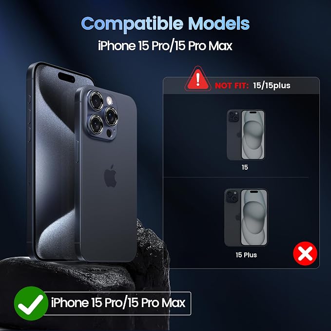 CACOE Camera Lens Protector for iPhone 15 Pro/15 Pro Max