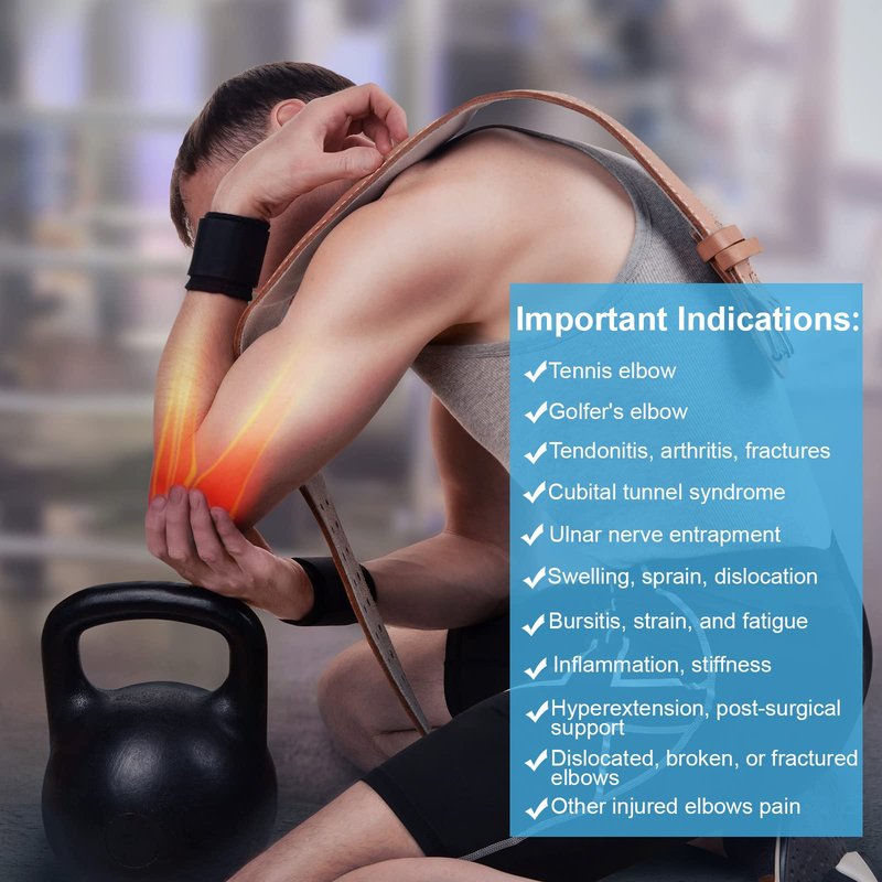 PEIZSON Elbow Splint Tendonitis Elbow Brace, Cubital Tunnel Syndrome Brace with 4 Removable Metal Spring Splints for Sleeping, Elbow Immobilizer for Ulnar Nerve Entrapment， Golfers Elbow (S/M)