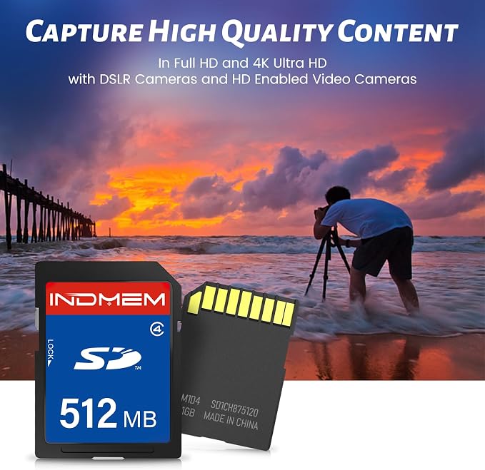 512MB SD Card, SD Flash Memory Cards UHS-I U1 Class 4 High-Speed Full HD Video