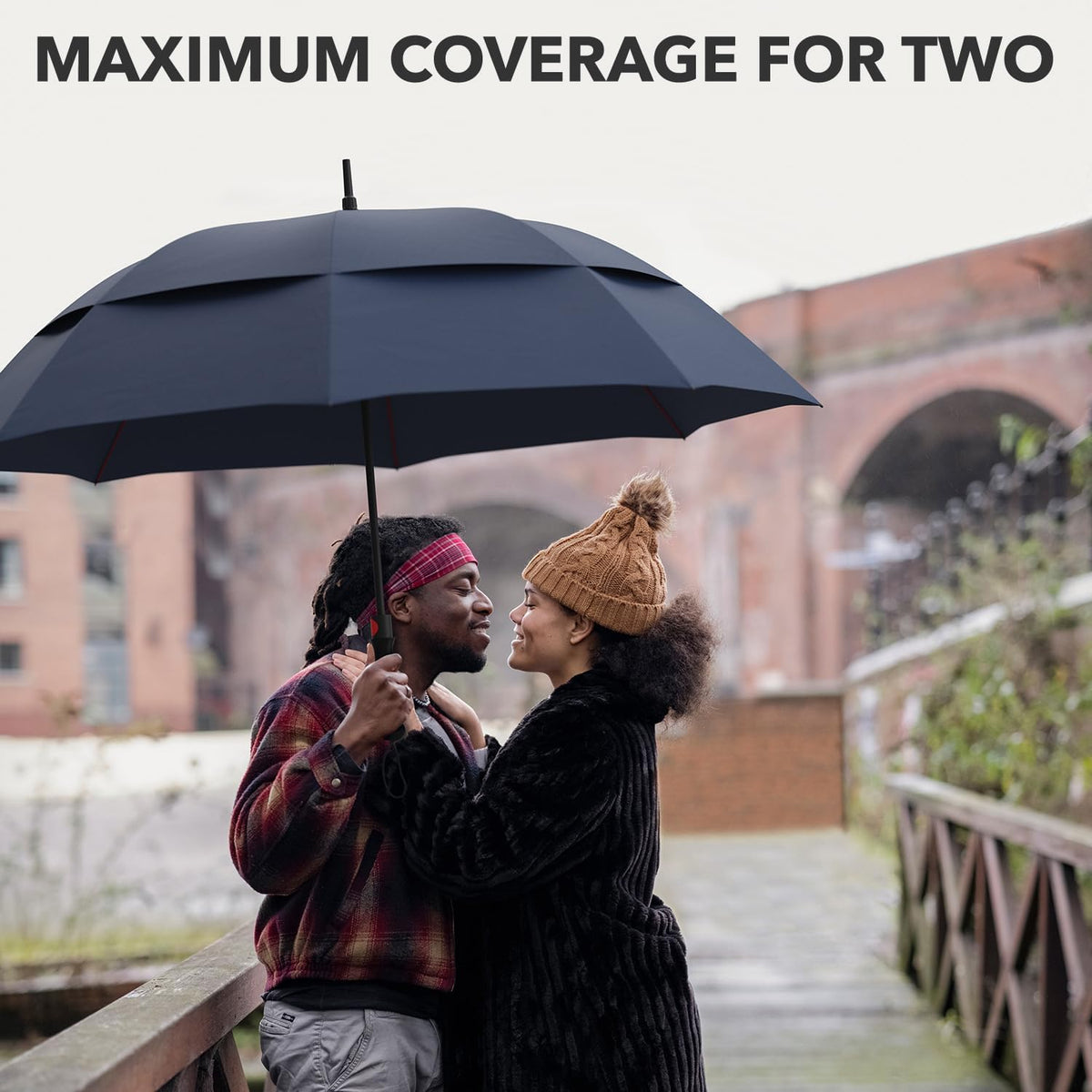 Repel Umbrella | Extra Large Windproof Golf Umbrella - 60" Wide Vented Canopy for 2 People