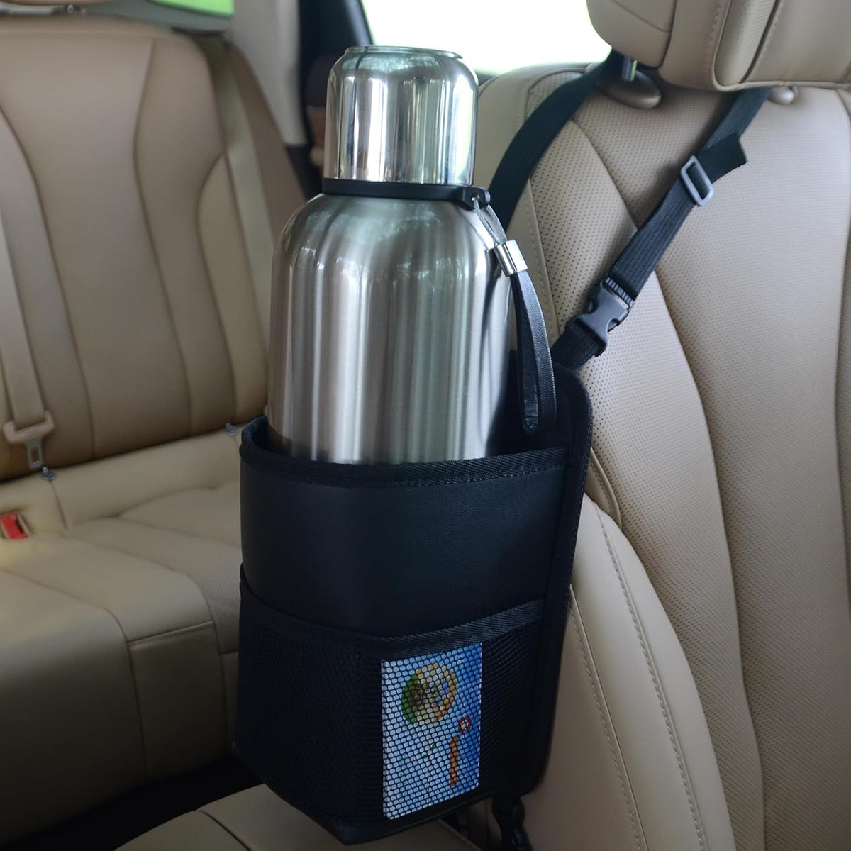 Large Car Cup Holder Expander Water Bottles, Big Drinks Holder Bag(Black)