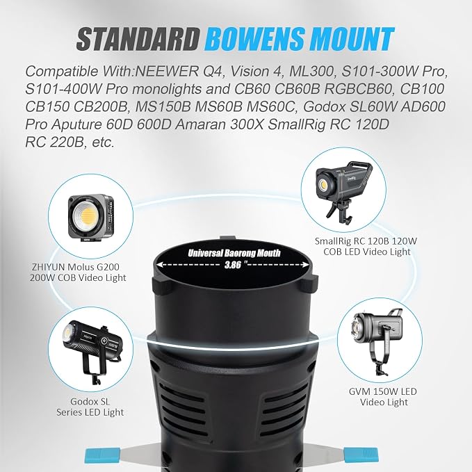 Bowens Mount Spotlight Conical Optical Snoot kit, Photography Lighting Accessory