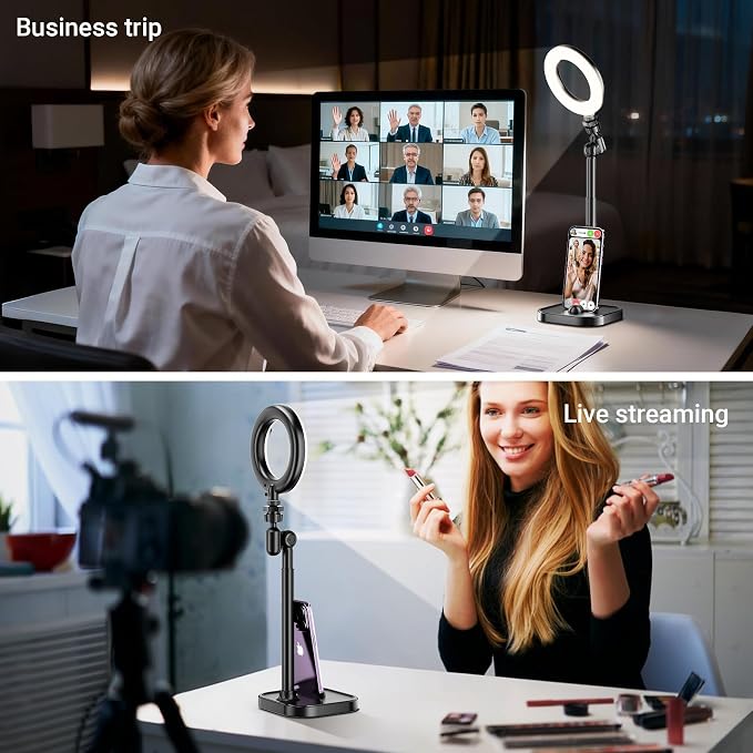 Ring Light for Desk, Portable Streaming Lights for Video Recording, 5’’ Halo