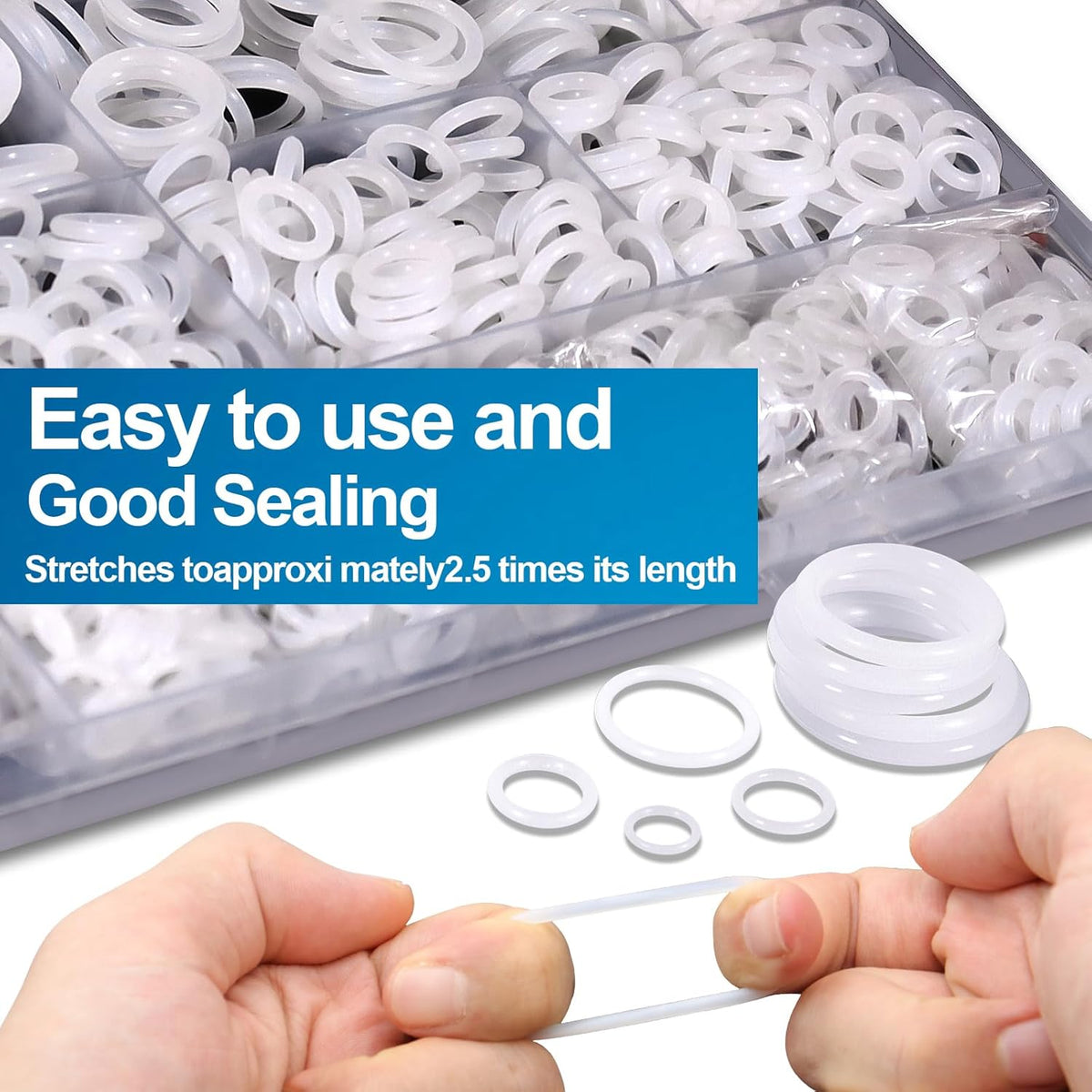 ZDBB Silicone O-Ring Kit - 1228 PCS Heat & Oil Resistant VMQ Seal Set for Plumbing | White