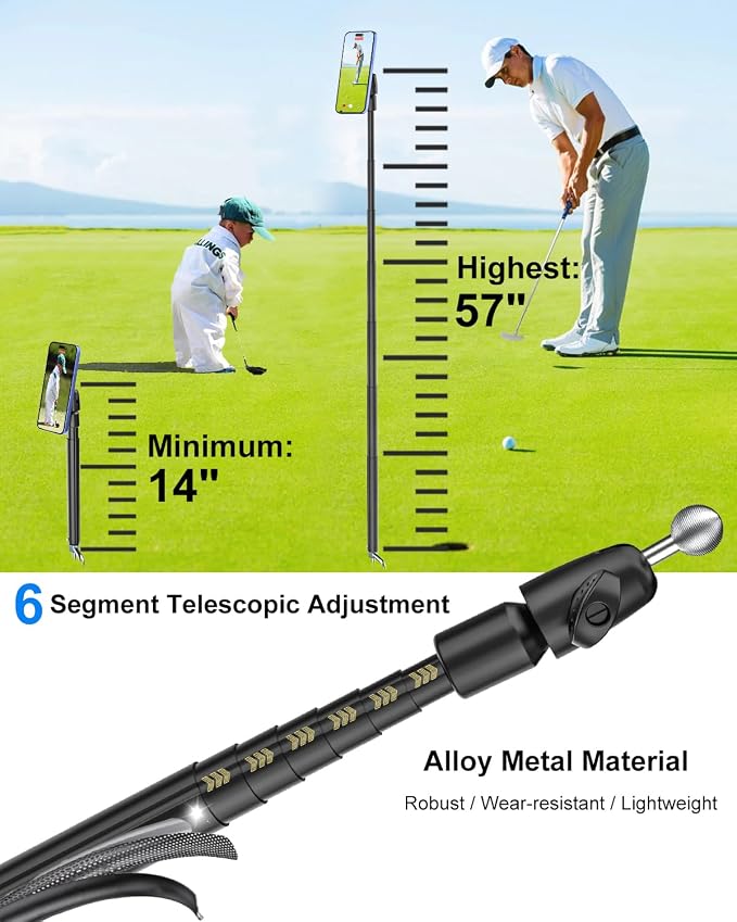 Golf Monopod Selfie Stick with Magnetic Phone Holder Mount