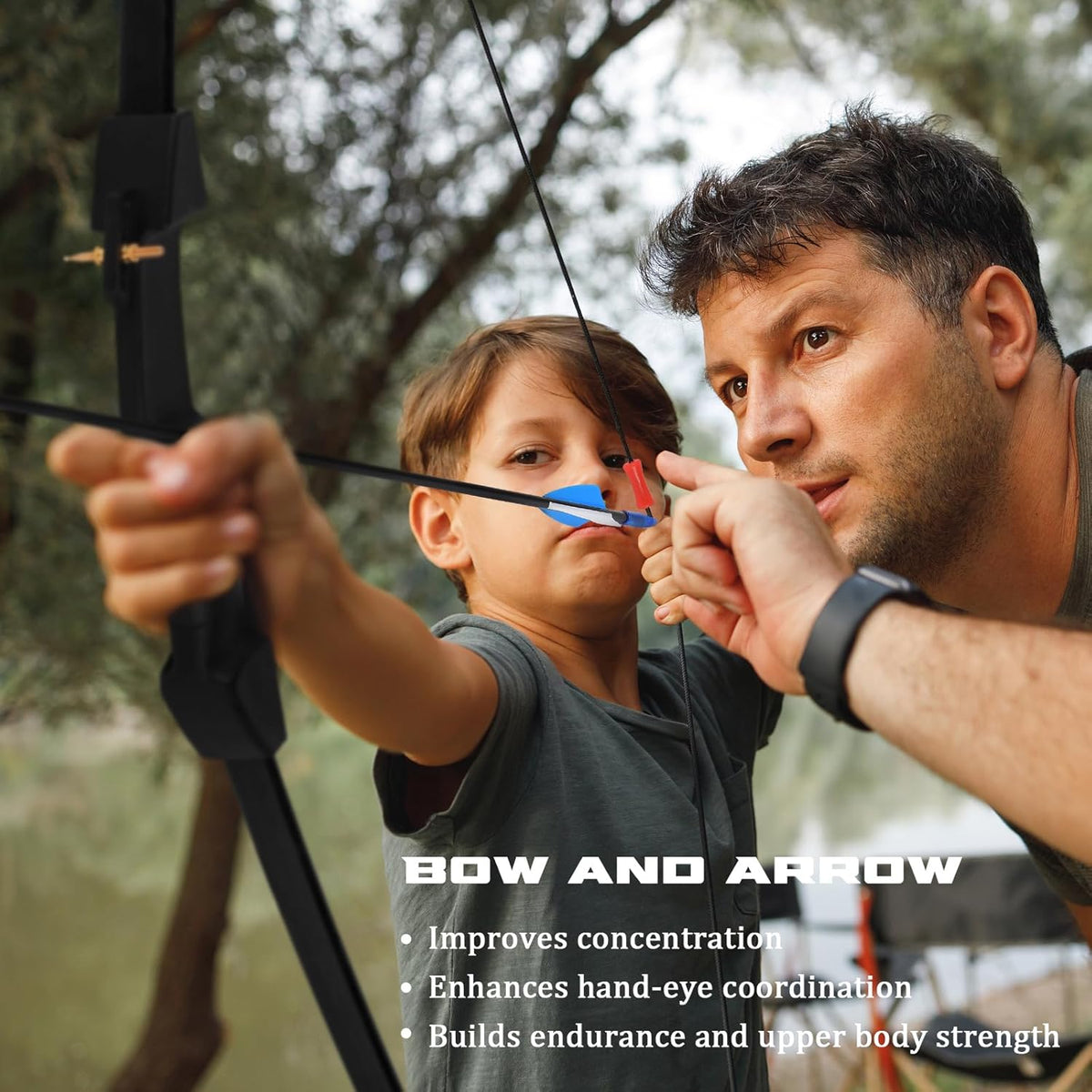 Skiennix Kids Bow and Arrow Set - 45" Longbow Archery Kit for Ages 8-14 | Perfect Gift for Beginner Archers