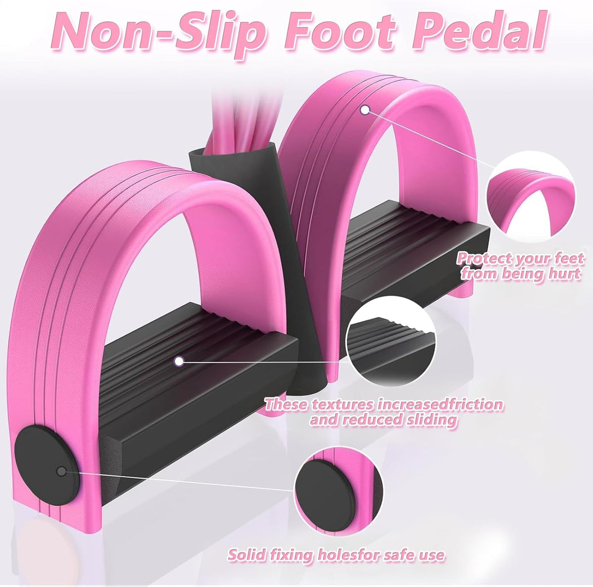 Pedal Resistance Band by Skiennix - Natural Rubber Foot Resistance Training with Handles | Pink