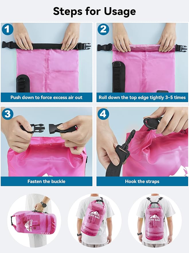 HEETA Dry Bag Waterproof for Women Men, 5L/10L/20L/30L/40L Roll Top Lightweight