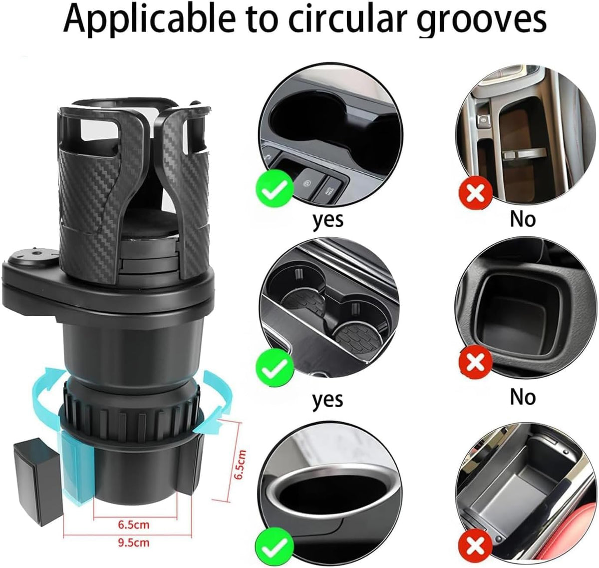 Car Cup Holder Expander for VW New Beetle (1998-2010), Dual Cup Holder Organizer Automotive Drink Holder Adapter Robust Interior Accessories