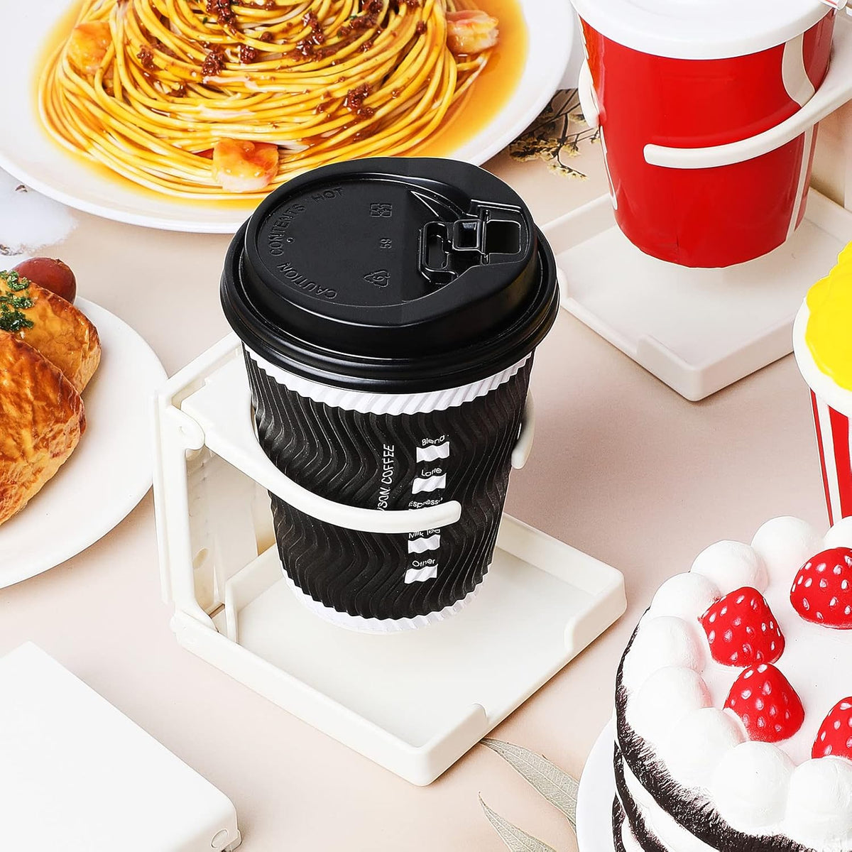 4 Pcs Folding Plastic Cup Holders - Large Boat & Car Drink Holder (White)
