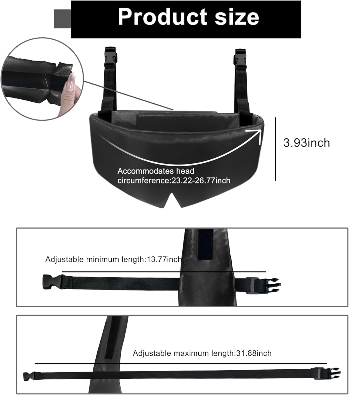 Travel Pillows for Airplanes, 2 Pack Airplane Head Strap with Silk Eye Mask for Sleeping, Long Flights & Car Road Trips 360°Headrest Neck Support, Stops Bobbing, Small & Compact (Black)