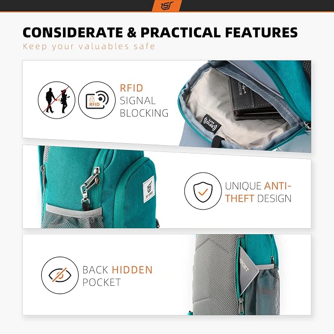 SKYSPER Sling Bag RFID Crossbody Sling Backpack Cross Body Shoulder Bag Travel