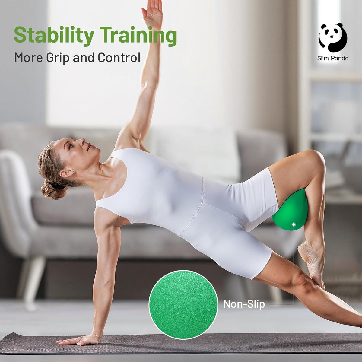 Slim Panda Pilates Ball - 9 Inch Anti-Burst Mini Exercise Ball for Core Strength & Stability
