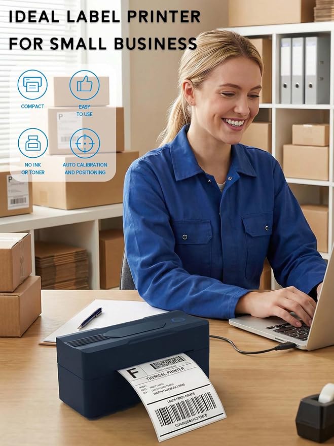 Forc Bluetooth Thermal Shipping Label Printer, 4x6 Wireless Thermal Label