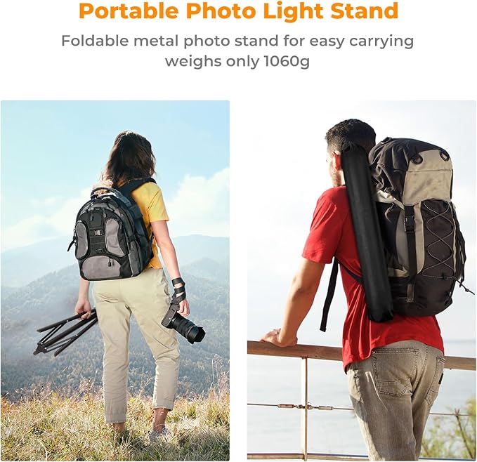 K&F CONCEPT Light Stand for Photography, 7.5ft/2.3M Portable Extendable Photo