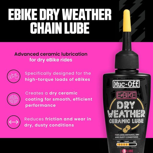 Muc-Off eBike Dry Chain Lube - Premium Bike Chain Oil for Dry Weather - 1.7 fl oz Electric Bike Lubricant