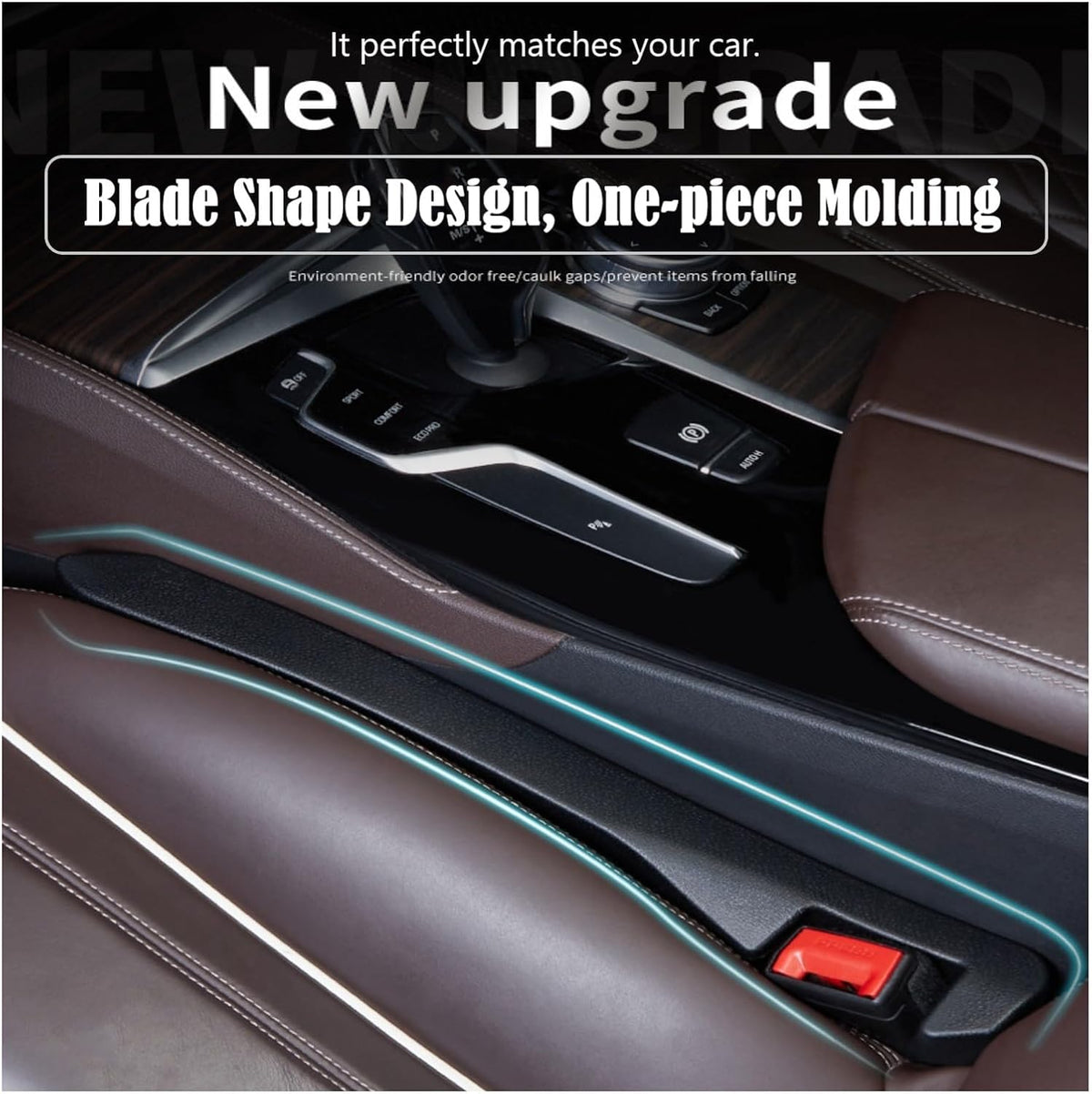 Car Seat Gap Filler Universal Fit Orgaziner for Car, SUV, Truck to Fill The Gap Between Side Seat and Console Stop Cellphone, Wallet, Keys, Coins from Dropping, 2 Pack (Black)