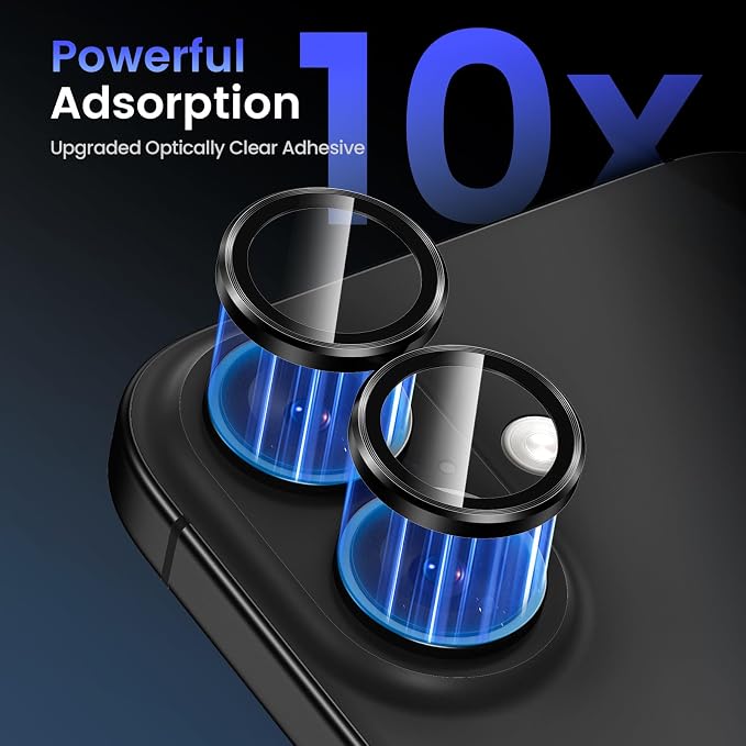 Tensea for iPhone 16 / iPhone 16 Plus Camera Lens Protector, 9H Tempered Glass